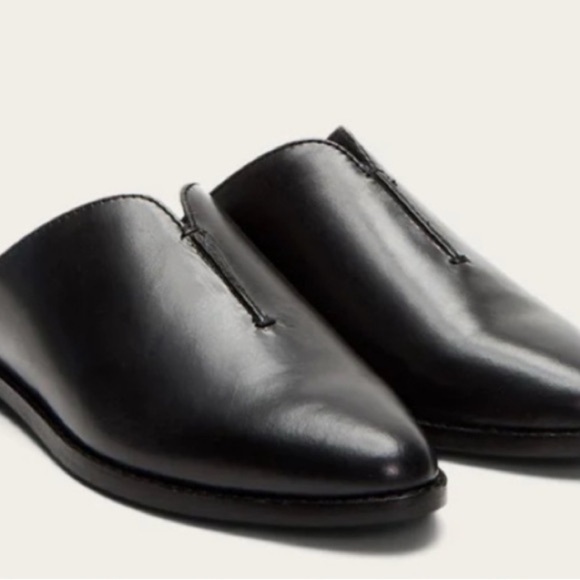 Frye Nolan Seam Mules Black Leather Slip-On Mules sz 9M - Picture 13 of 13